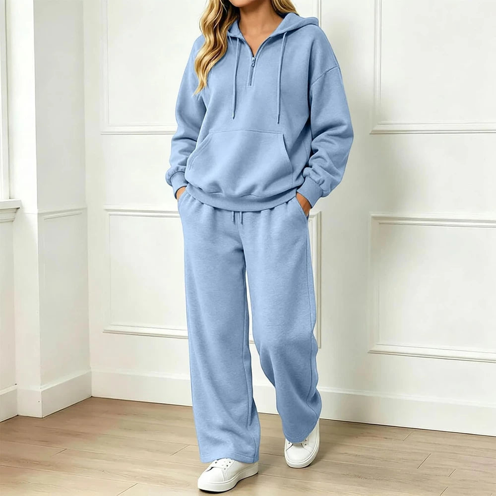 Long Sleeve Quarter Zip Hoodie Set
