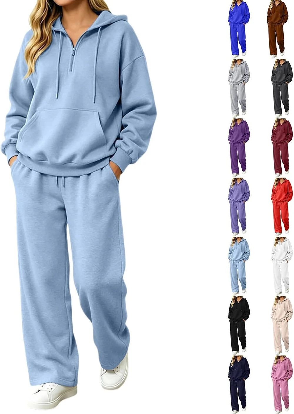 Long Sleeve Quarter Zip Hoodie Set