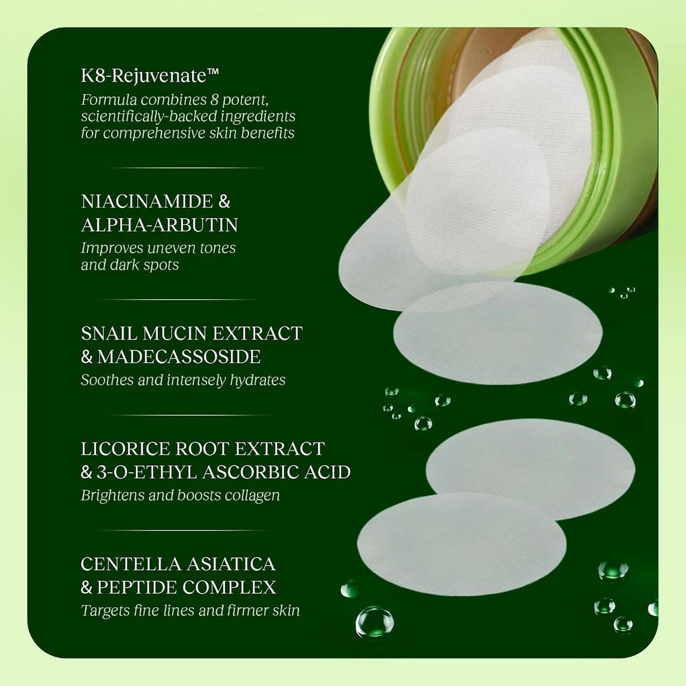 JIYU Snail Mucin Toner Pads for Redness Relief